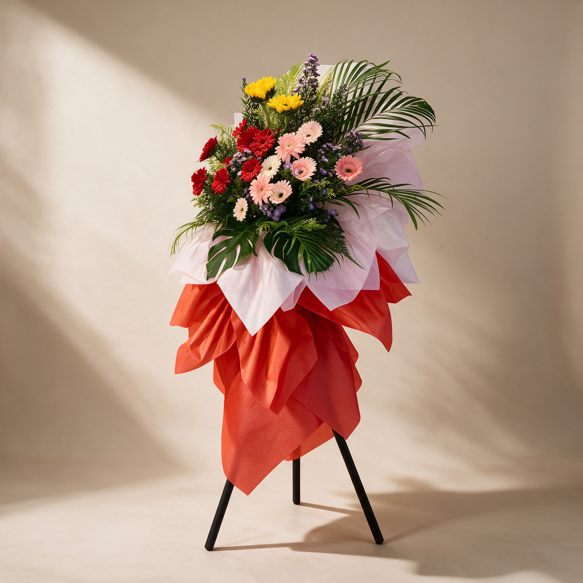 Side view of the Fortune grand opening flower stand